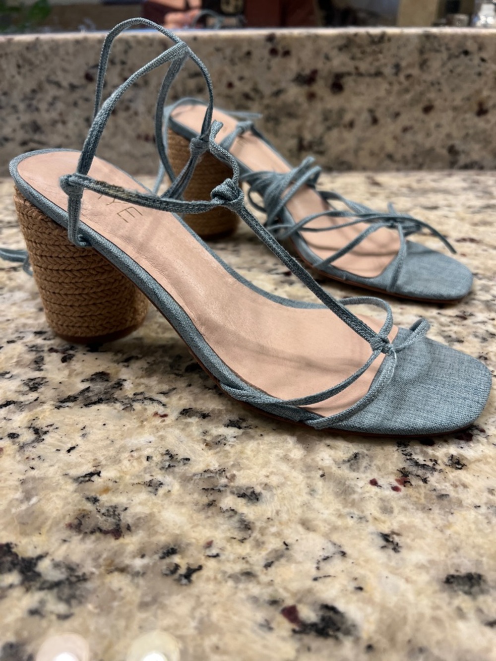 RAYE Light Blue Strappy Block Heel Sandals
